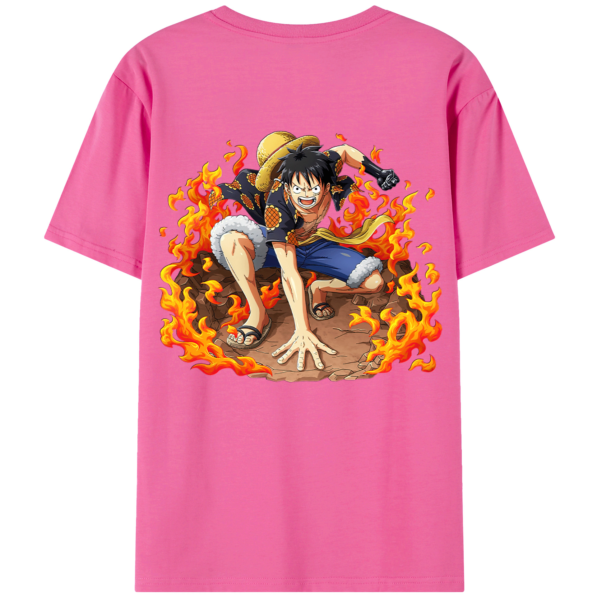 ワンピース モンキー・D・ルフィ ONE PIECE Monkey D. Luffy レディース半袖Tシャツ(バックプリント)